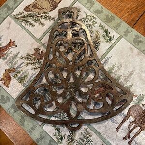 vintage silver-plated Christmas bell trivet.